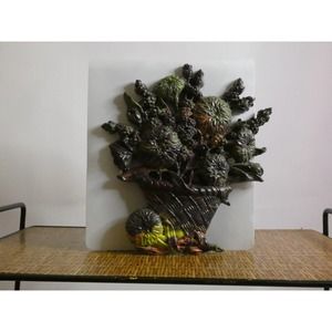 Vintage Burwood Products Co. Flower Baskets Hand Painted & Signed By Artist